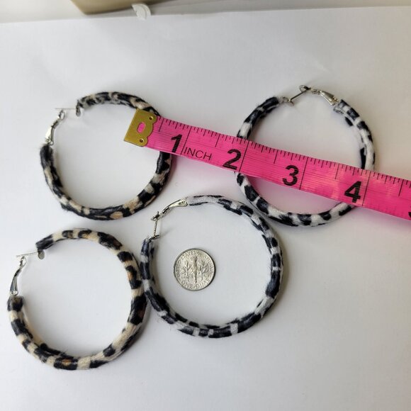 Fuzzy Animal Print Hoop Earrings - Picture 5 of 6